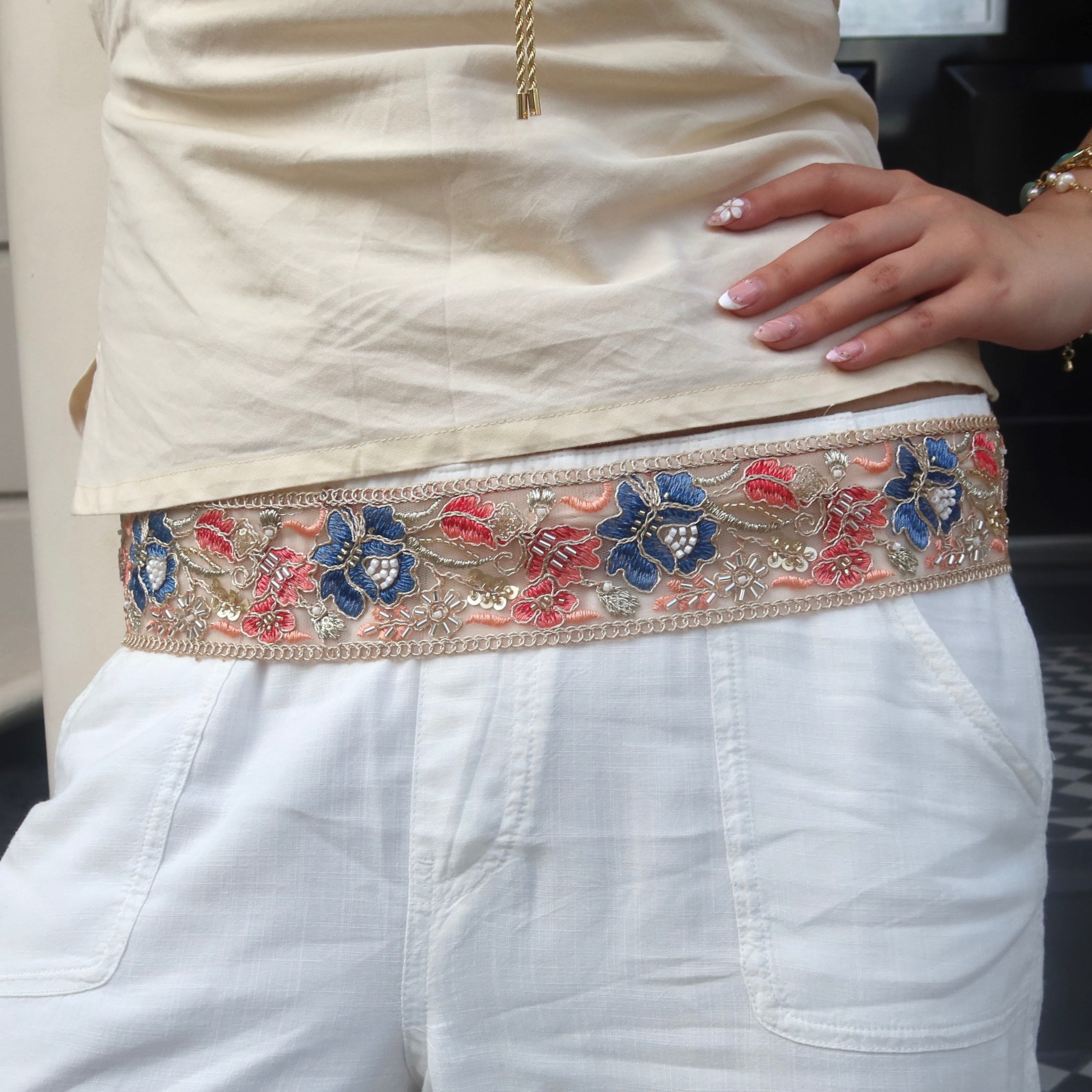 Iris Belt - Blue & Coral